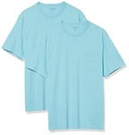 Amazon Essentials Men's T-Shirt Regular-Fit Short-Sleeve Crewneck Pocket, Pack of 2, Light Blue, 4XL Plus