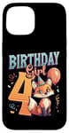 Coque pour iPhone 15 4ème anniversaire fille renard fille 4 ans