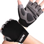 Grebarley Gant Musculation Respirant Ultra-Légers pour L'entraînement, Le Fitness, Le Cross-Training, Le Bodybuilding Gants De Fitness,Training Fitness Hommes Femmes (Gris foncé, S)