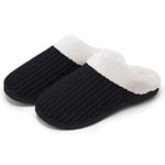 Kuako Chaussons Doublées en Peluche Femme Anti-dérapant À Mémoire D'intérieur Hiver Confort Chauds Accueil Pantoufles, Noir, 40/41 EU