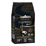 LAVAZZA - Espresso Maestro, Café En Grains, Avec Notes Aromatiques De Fruits Secs Et De Chocolat, 100% Biologique Et Certifié Rainforest Alliance, Intensité 9/10, Torréfaction Lente Et Douce, 1Kg