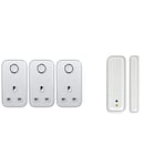 Hive 3PKSMARTPLUG Active Smart Plug, Silver - 3 Pack & Window or Door Sensor - White