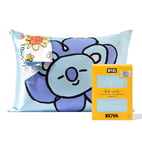 BT21 x Kitsch Satin Pillowcase with Zipper Closure, Softer Than Mulberry Silk Pillow Cases Standard Size 1 Pack, Smooth Cooling Pillow Covers Queen for Hair, Skin Health & Beauty Sleep, 19x26 in Koya