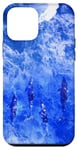 Coque pour iPhone 12 mini Ocean Sea Bleu sarcelle Turquoise Vagues avec dauphins surfeurs