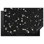 KitchenYeah© Protection Pour Plaque Induction 80x52 cm Plaque de Deco Cuisine Protégé Cache De Cuisson Vitroceramique Terrazzo - Noir - Gris - Blanc - 80x52 cm