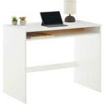 Idimex - Bureau alice table de travail avec 1 niche de rangement sous le plateau, en pin massif lasuré blanc - Blanc