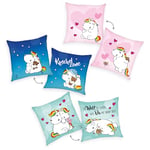 Herding Coussin, Pummel la Licorne, 40 x 40 cm, Lot de 3, Coussin Moelleux et Décoratif pour Enfants, 100% Polyester