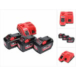 Set M18 NRG-1203: 3x Batteries 12,0Ah 18V Li-Ion (3x 4932464260) + Chargeur M12-18 fc (4932451079) - Milwaukee