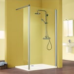 Paroi de douche fixe avec volet pivotant l.100 + 35 x H.200 cm Walk In, profilés alu chrome, Schulte MasterClass