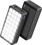 Solar Power Bank 30000mAh Portable Charger Battery Pack with 32 LEDs Flashlight