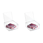 iDesign boîte à cosmétiques avec couvercle (10,2 x 10,2 x 5,1 cm), petite boîte de rangement en acrylique sans BPA, organiseur maquillage empilable, transparent (Lot de 2)