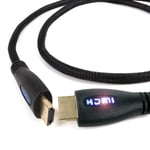 4K HDMI CABLE Ethernet Blue LED Light Braided Lead TV Monitor 3D 1M Extension