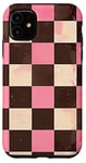 Coque pour iPhone 11 Rose Pop Art Carreaux Marron Design Classique