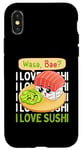 Coque pour iPhone X/XS Wasa Bea I Love Sushi mignon wasabi nourriture Kawaii couple cadeau