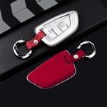 BTOEFE Suede Leather Car Remote Key Case Holder Full Cover, For BMW X1 X3 X4 X5 X6 E39 F46 E90 E60 E36 E92 F15 F16 F11 F30 F10 F20 G30-C-red