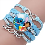 Disney Lilo och Stitch Blå Multilager Armband för Flickor Anime Smycken Tecknad Tid Pärla Armband Barn Födelsedagspresent 20001929