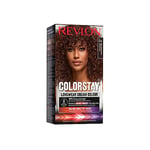 Revlon, ColorStay, Coloration Permanente, Crème Longue Tenue, Couvre 100% des cheveux blancs, Jusqu’à 8 semaines de couleur, Huile de Macadamia et de Beurre de Murumuru, N°5.12 Châtain Glacé