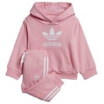 Adidas Trefoil Hoodie Sweatshirt - Top: Light Pink/White Bottom: Light Pink/White, 2-3Y