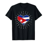 Cuba Cuban Flag Vintage Heart Fan Retro T-Shirt