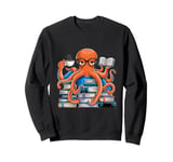 Octopus Reading Book Coffee Lover Bookaholic Bookworm Reader Sweatshirt