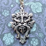 Green Man Silver Plated Pendant Necklace Sigils of the Craft Planetary Energy