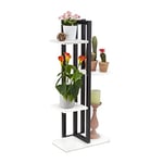 Relaxdays Étagère à plantes, escalier fleurs, 4 niveaux, HLP 93x42,5x22,5 cm, métal, support intérieur, blanc