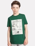 New Balance Junior Boys The System Graphic -T-Shirt - Green, Green, Size 7-8 Years