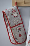 Catherine Lansfield Kitchen Christmas Gnomes 18x88 cm Double Oven Glove Grey/ Red