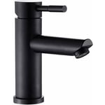 Robinet Salle Bain noir Mitigeur lavabo corp en Acier inoxydable pour vasque lave main bec ronde Eau chaud et froid réglable