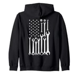 Tool Wrench Mechanic American Flag Auto Car Repair Garage Zip Hoodie