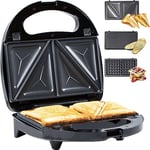 Gadgy Gaufrier | Appareil Croque Monsieur 3 in 1 | Gauffrier Multifonctions | Plaques Détachables 3 en 1 l Avec Poignée Cool Touch, Pieds Anti-dérapants et 2 Voyants de Contrôle