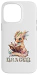 Coque pour iPhone 14 Pro Max Bébé dragon mignon à lire | Fantasy | Jeu de rôle | Dragon