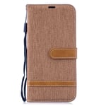 Samsung Galaxy A12 / M12 Case, Denim Fabric Leather Wallet Flip Phone Case with Magnetic Stand Card Holders Silicone Bumper Shockproof Protective Cover for Samsung Galaxy A12 / M12 - Brown