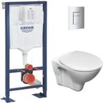 Grohe - Pack wc Bâti Autoportant Solido + wc Cersanit S-line Pro avec abattant + Plaque chrome (AUTOPORTANT-S-LINEPRO-1)