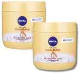 X2 Nivea Body Cream with Deep Moisture Serum, Cocoa Butter & Vitamin E 400ml Tin