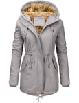 Vancavoo Womens Parka Winter Coats Hooded Coat Fleece Lined Jacket Ladies Arctic Velvet Outdoor Warm Hoodies zip up Sweatshirt Windbreaker Hoodies Cotton Outwear with Pockets(Gray,M)