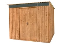 Duramax TOP Pent Roof Skylight 8 x 6 (4.37 m²) Abri de jardin en métal, fabriqué en acier galvanisé, structure de toit renforcée, lucarne intégrée pour la lumière du soleil, Grain de bois