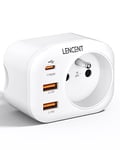 ENCENT Prise USB Secteur PD 20W, Chargeur Type C+ QC3,0 Multiprises avec 1 Sortie AC, 1 USB C et 2 Ports USB, Prise Murale Electrique Compatible avec Les téléphones, Idéal pour Bureau 4000W