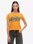 Superdry Embroidered Vintage Logo Fitted T-Shirt, Track Gold