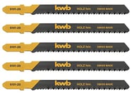 kwb 5 x Lames de scie sauteuse Paquet professionnel (fin, en acier au carbone HCS, simple tige de patte, T111B) pour le bois 610 125 u. a. Einhell RT-JS 85