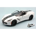 [FR] Maisto CHEVROLET CORVETTE STINGRAY 2014 WHITE W/BLACK STRIPES 1:24 - MI3250