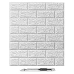 Art3d 10Pcs 3D Brick Wallpaper in White, Faux Foam Brick Wall Panels Peel and Stick, Waterproof for Bedroom, Living Room, and Kitchen Decor (14.5 Sq.Ft)