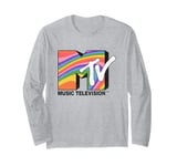 MTV Music Television Rainbow Retro Big Chest Logo Long Sleeve T-Shirt