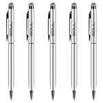 ISOUL Stylus Pen Stylus Touch Pen [5 Pack] Stylus Pens for Touch Screens iPad, iPad 10.2 inch 2020 (8th Gen), iPhone, Samsung Galaxy, OnePlus, Google Pixel, Tablets & More Silver Metal Ballpen Stylus