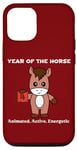 Coque pour iPhone 15 Année du cheval mignon kawaii chinois zodiaque chinois nouvel an