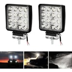 2x 48W Phare de Travail Carre a Leds dc 12V-24V Quad Camion Bateau Tracteur Offroad Impermeable IP67 - Vingo