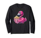 Flamingo Popcorn Movie Lover Design Long Sleeve T-Shirt