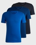 Boss Orange TShirtRN Mens Three-pack of Cotton Underwear T-Shirts with Embroidered Logos - Black/Blue - Size Large