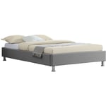 Lit futon simple pour adulte nizza 120x190 cm 1 place et demi / 1 personne, avec sommier et pieds en métal chromé, tissu gris - Gris