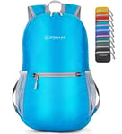 ZOMAKE Sac a Dos Pliable Ultra Léger - Sac à Dos Pliable De Randonnée Petit Packable Daypack 20L Pour Femme Homme Sports Et Plein Air(Bleu Clair)